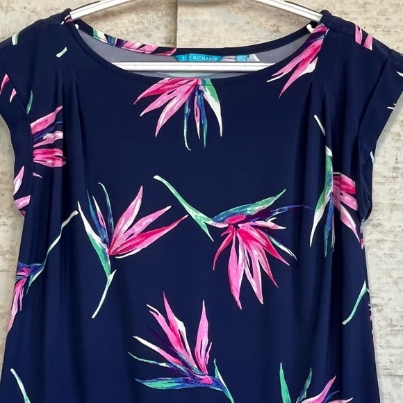 Tori Richard Hawaiian Top Tropical Palm Leaf Sz S Blue Pink Vacation Resort - Picture 2 of 15